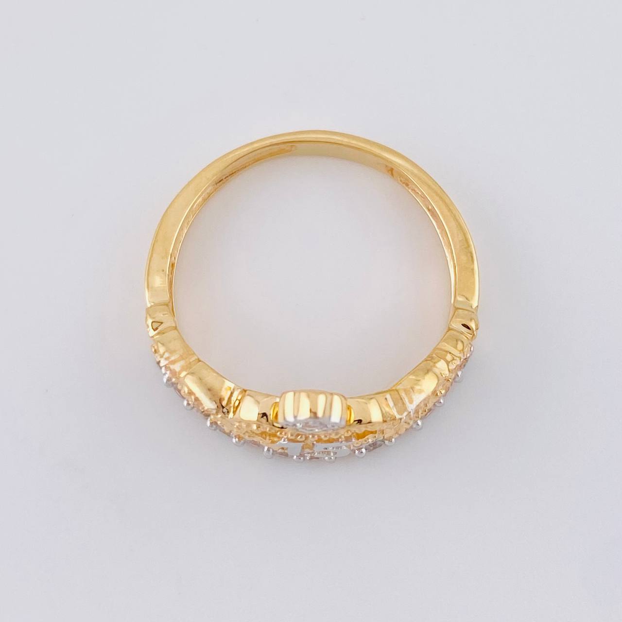 Anillo Corona Quinces Corazón 3.35 g / T7 Dos Oros Amarillo Blanco 18K