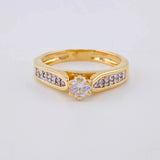Anillo Solitario Puente 3.05 g / T6 1/2 Dos Oros Amarillo Blanco 18K