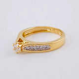Anillo Solitario Puente 3.05 g / T6 1/2 Dos Oros Amarillo Blanco 18K