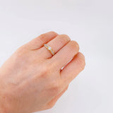 Anillo Solitario Puente 3.05 g / T6 1/2 Dos Oros Amarillo Blanco 18K