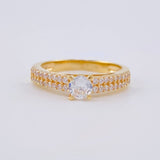 Anillo Solitario Doble Linea Tupido 3.25 g / T7 Oro Amarillo 18K