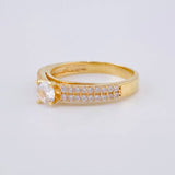Anillo Solitario Doble Linea Tupido 3.25 g / T7 Oro Amarillo 18K