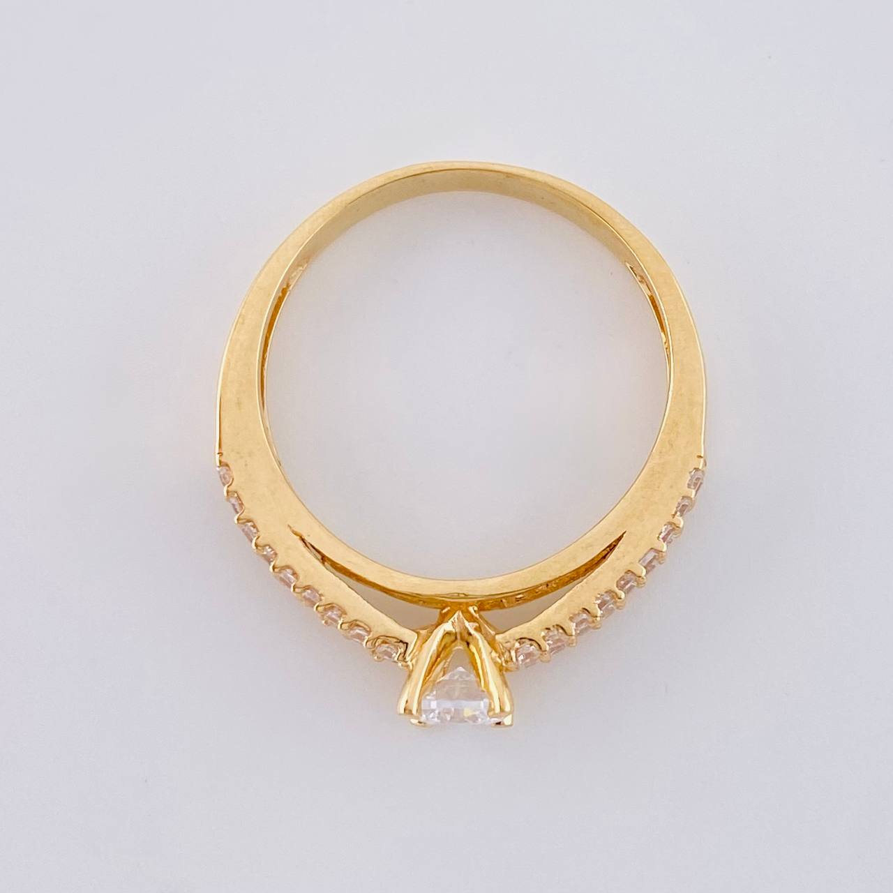 Anillo Solitario Doble Linea Tupido 3.25 g / T7 Oro Amarillo 18K