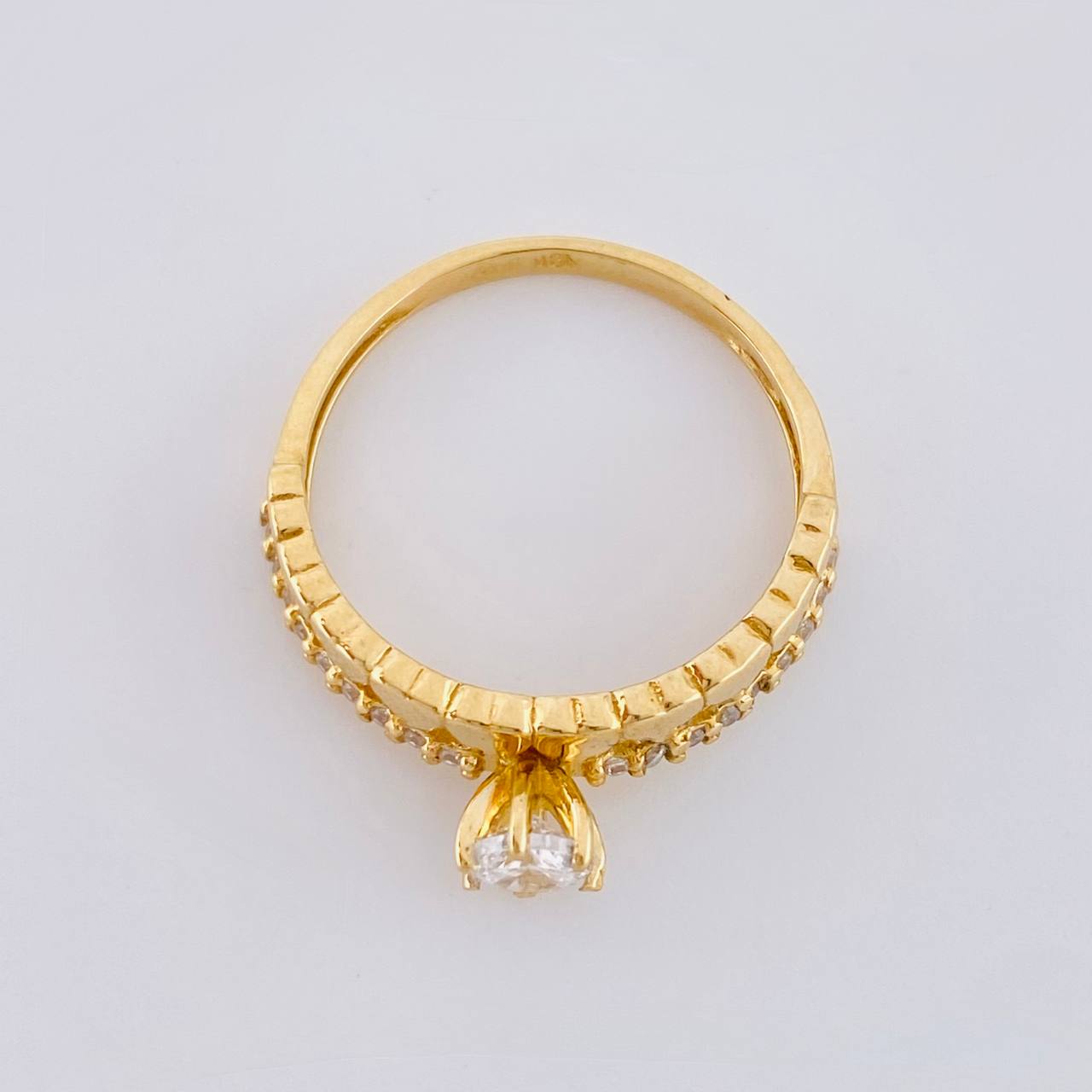 Anillo Solitario Corazones Dual 2.35 g / T6 1/4 Oro Amarillo 18K