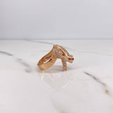 Anillo Rana 6.85gr / T8 3/4 / Circones Fucsias Blancos Oro Rosa 18K $