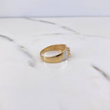 Anillo Cuadrado 4.6gr / T9 3/4 / Circon Blanco Dos Oros Amarillo Blanco 18K $