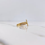 Anillo Oso Ts 2.7gr / T7 1/4 / Circones Verdes Blancos Oro Amarillo 18K $