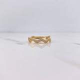 Anillo Olas En Zig-Zag 1.85gr / T6 3/4 / Circones Blancos Oro Amarillo 18K $