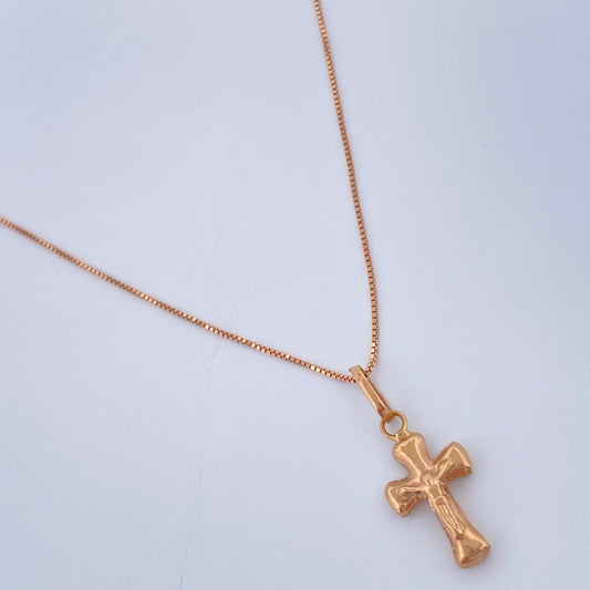 Set Cadena y Dije Veneciana + Cruz 1,65gr / Oro Rosa 18K &