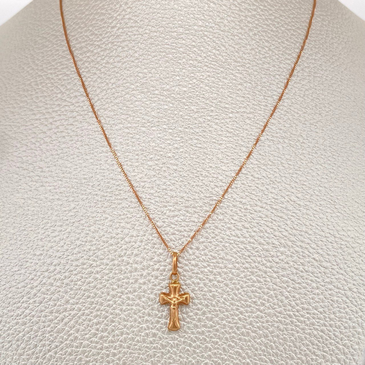 Set Cadena y Dije Veneciana + Cruz 1,65gr / Oro Rosa 18K &