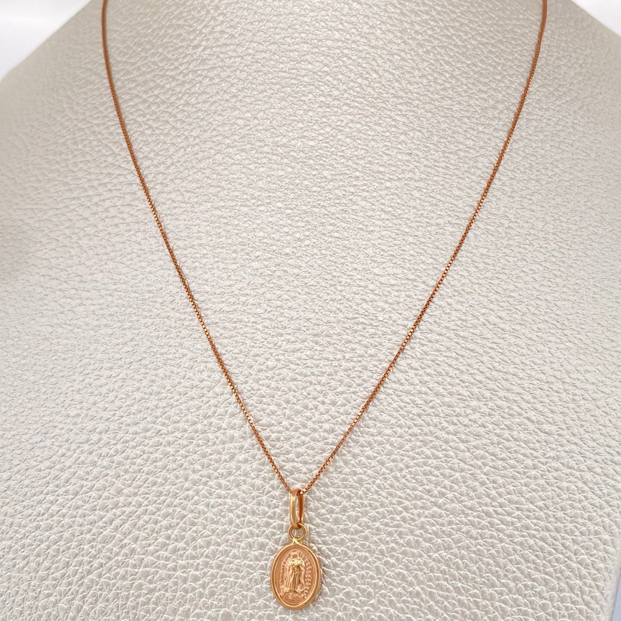 Set Cadena y Dije Veneciana + Virgen de Guadalupe 1,85gr / Oro Rosa 18K &