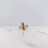 Anillo Ramas Elegante 2.9gr / T6 1/2 / Circones Azules Blancos Dos Oros Amarillo Blanco 18K $