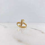 Anillo Ramas Elegante 2.9gr / T6 1/2 / Circones Azules Blancos Dos Oros Amarillo Blanco 18K $