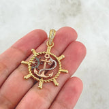 Dije Nautico Ancla 6.4gr / 4.2cm / Silueta Circones Blancos Tres Oros 18K ©