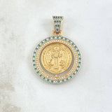 Dije San Benito Movil 7.95gr / 4cm / Circones Blancos Verdes Oro Amarillo 18K ©