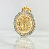 Dije San Benito Movil 7.95gr / 4cm / Circones Blancos Verdes Oro Amarillo 18K ©