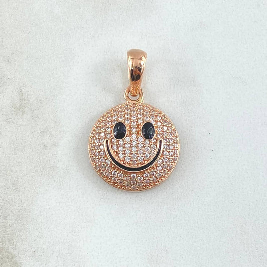 Dije Cara Feliz 3.5gr / 3cm / Circones Blancos Oro Rosa 18K ©