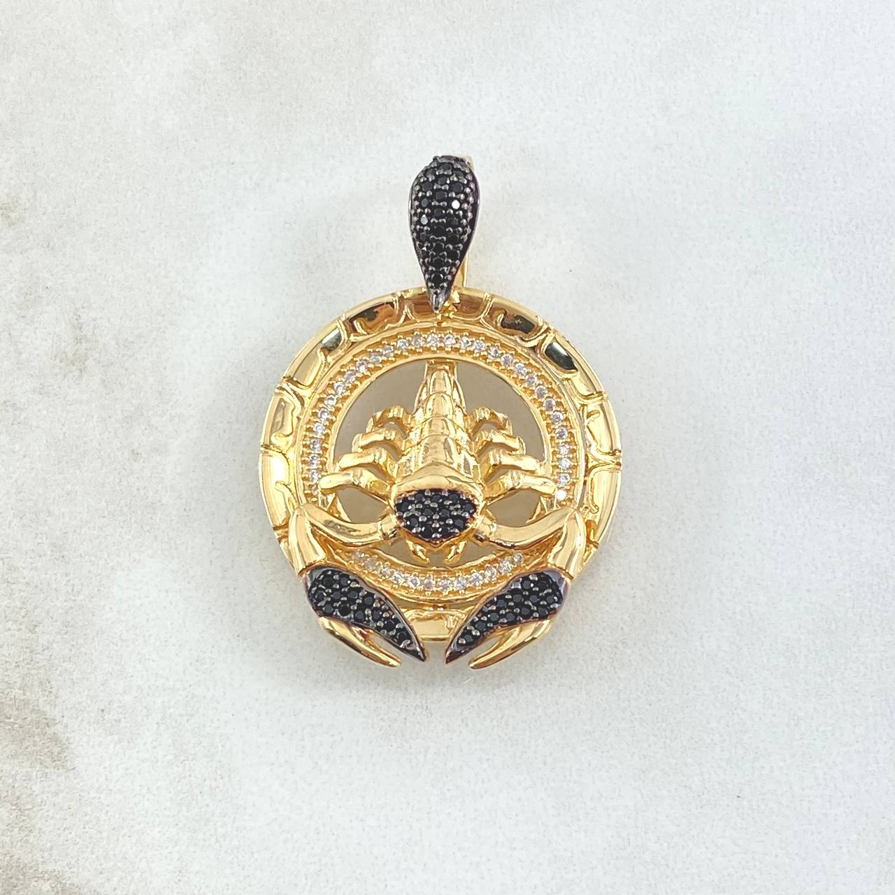 Dije Arco Escorpio 11.5gr / 4cm / Circones Blancos Negros Oro Amarillo 18K ©