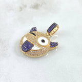 Dije Emoji Diablo 8.25gr / 3.5cm / Circones Blancos Morados Oro Amarillo 18K ©