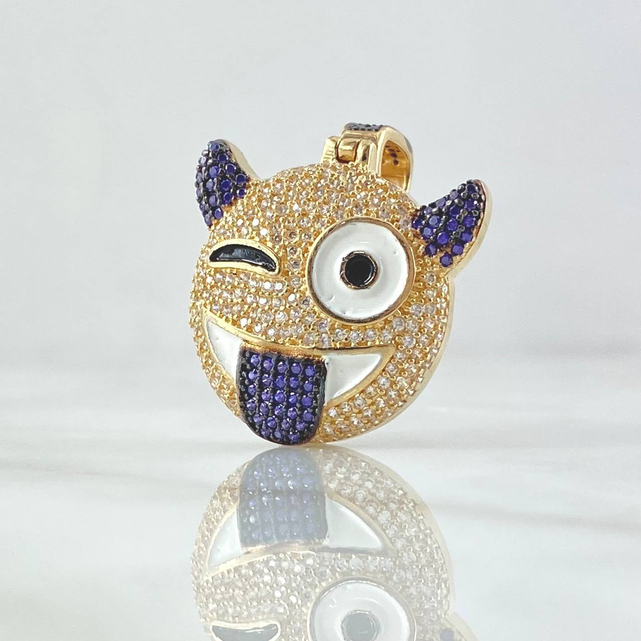 Dije Emoji Diablo 8.25gr / 3.5cm / Circones Blancos Morados Oro Amarillo 18K ©