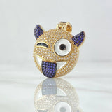 Dije Emoji Diablo 8.25gr / 3.5cm / Circones Blancos Morados Oro Amarillo 18K ©
