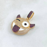 Dije Emoji Diablo 7.95gr / 3.5cm / Circones Blancos Fucsias Oro Amarillo 18K ©
