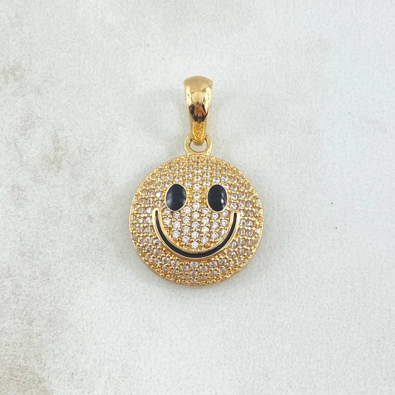 Dije Cara Feliz 3.7gr / 3cm / Circones Blancos Oro Amarillo 18K ©