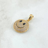 Dije Cara Feliz 3.7gr / 3cm / Circones Blancos Oro Amarillo 18K ©