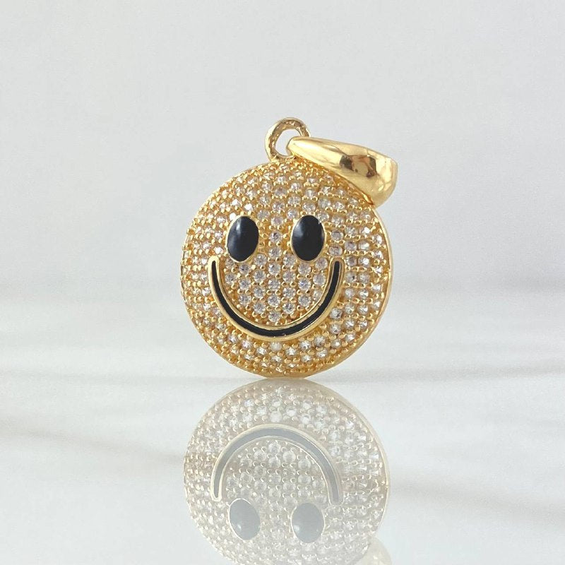 Dije Cara Feliz 3.7gr / 3cm / Circones Blancos Oro Amarillo 18K ©
