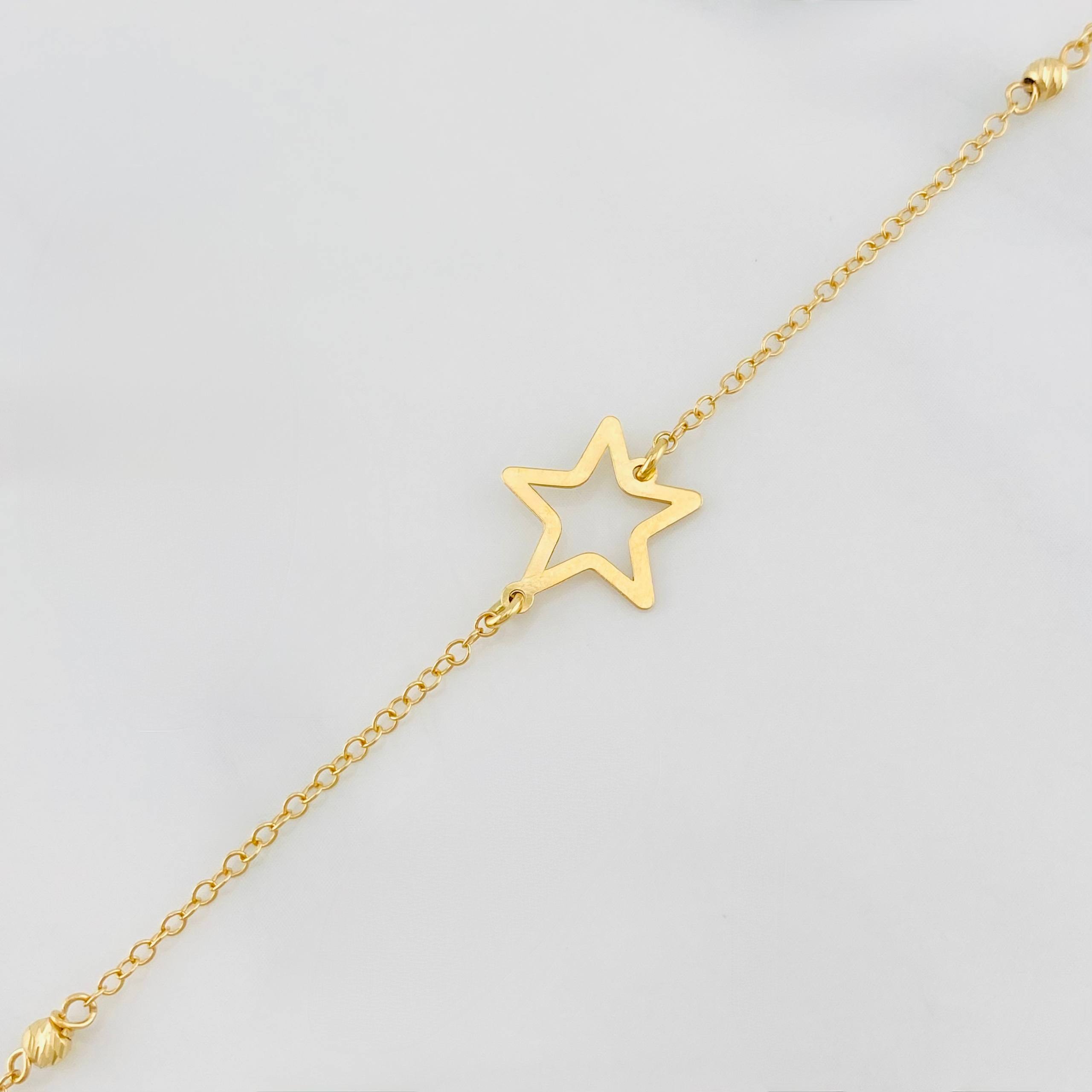 Pulso Aro seguido silueta estrella 1.15g / 18cm-16.2cm / 3mm Oro Amarillo 18K
