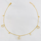 Tobillera Aro seguido círculos 3g / 25cm-23cm / 1.3mm Oro Amarillo 18K