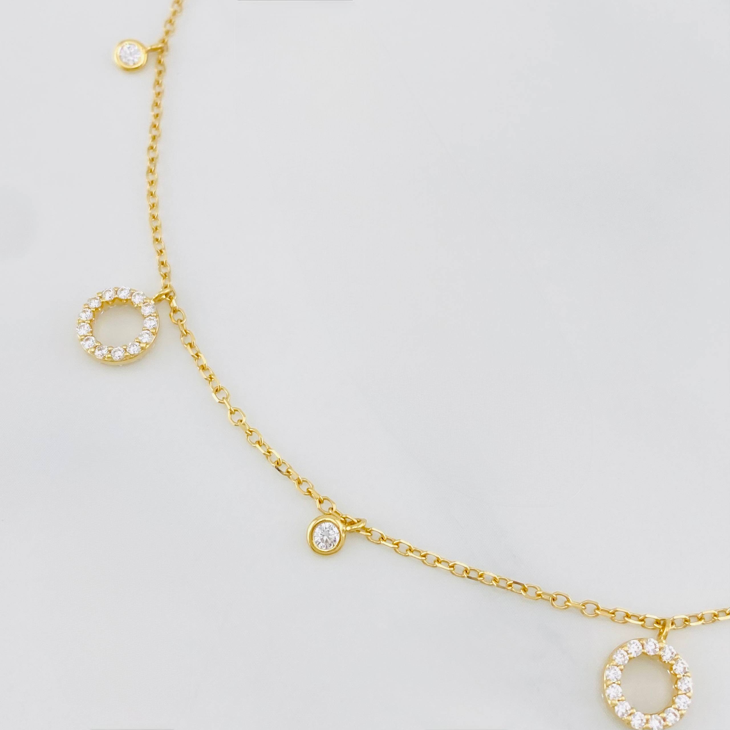 Tobillera Aro seguido círculos 3g / 25cm-23.2cm / 1.2mm Oro Amarillo 18K