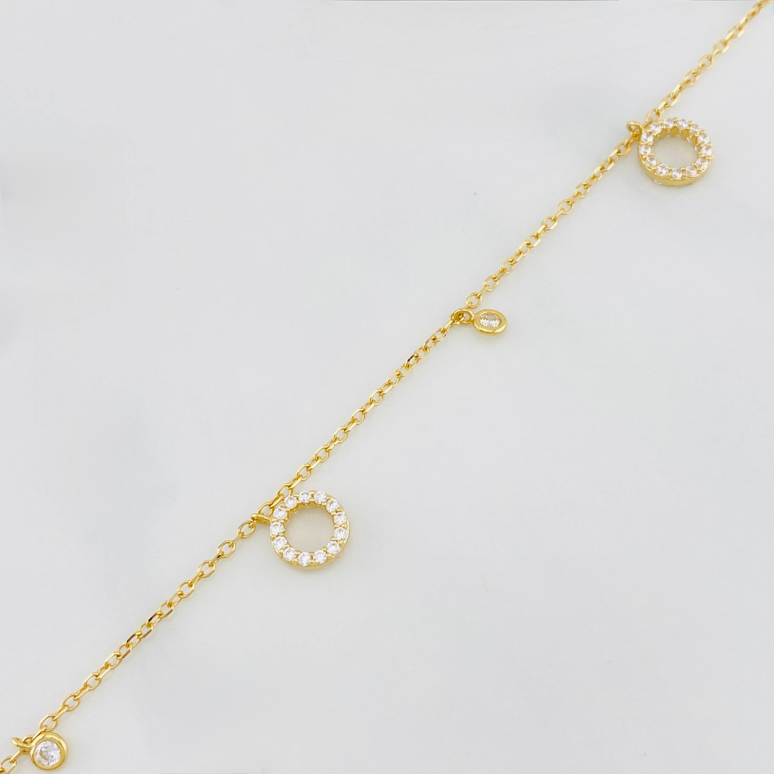 Tobillera Aro seguido círculos 3g / 25cm-23.2cm / 1.2mm Oro Amarillo 18K