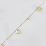Tobillera Aro seguido círculos 3g / 25cm-23cm / 1.3mm Oro Amarillo 18K