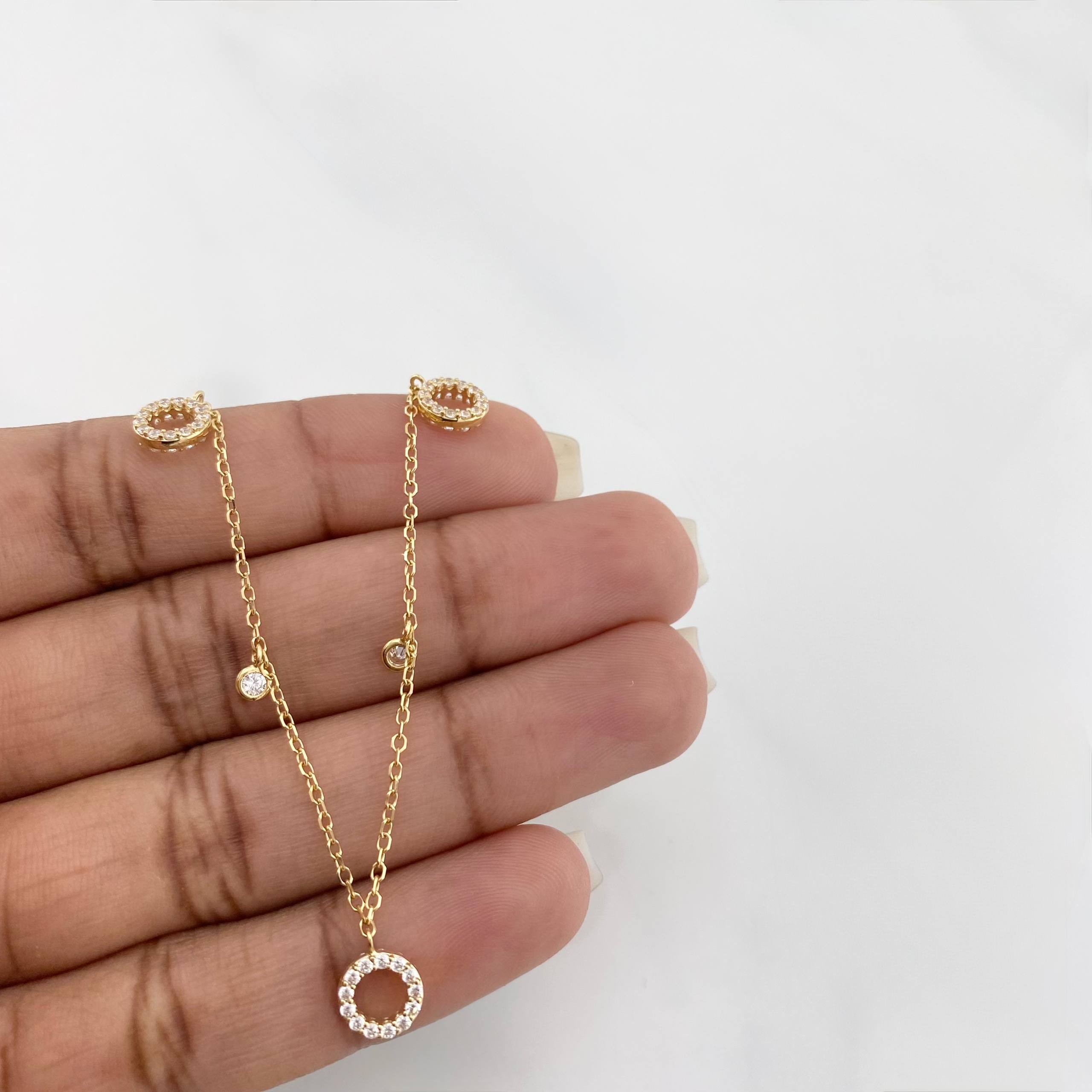 Tobillera Aro seguido círculos 3g / 25cm-23cm / 1.3mm Oro Amarillo 18K