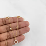Tobillera Aro seguido círculos 3g / 25cm-23.2cm / 1.2mm Oro Amarillo 18K