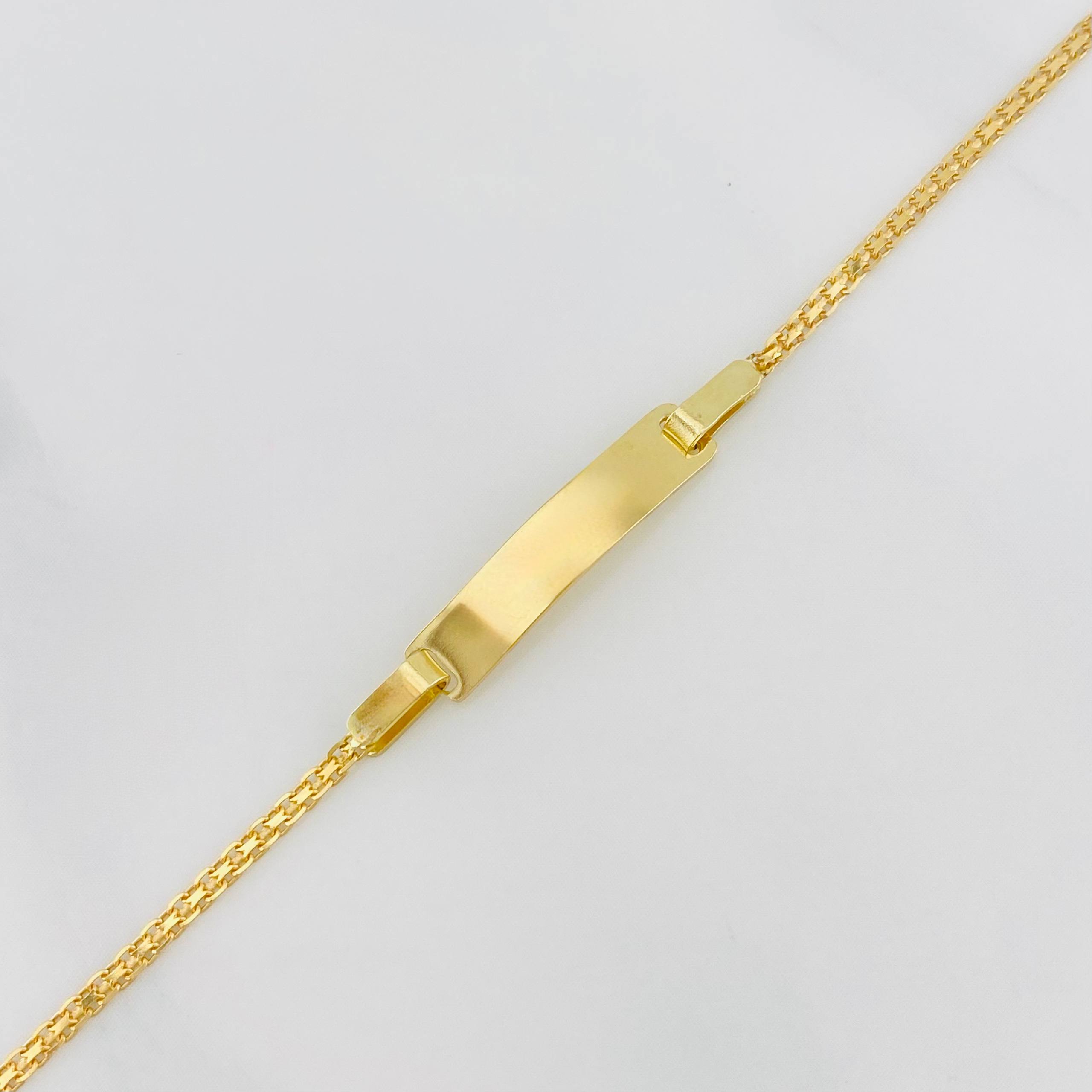 Pulso Chino placa rectangular 1.65g / 16cm / 1.5mm Oro Amarillo 18K