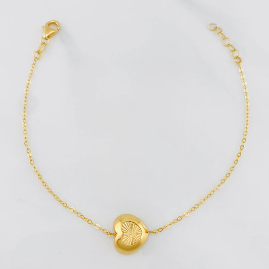 Pulso Aro seguido corazón 1.85g / 18.5cm-17cm / 1.3mm Oro Amarillo 18K