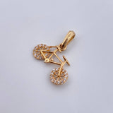 Dije Bicicleta 1gr / 1.8cm / Circones Blancos Oro Amarillo 18K &