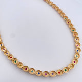 Cadena Tennis 52.85gr / 46cm / 6mm Circones De Colores Oro Amarillo 18K &