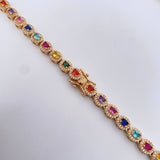 Cadena Tennis 52.85gr / 46cm / 6mm Circones De Colores Oro Amarillo 18K &