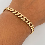 Pulso Cubano 12.3gr / 18.6cm / 6mm Broche Cajon Liso Oro Amarillo 18K &
