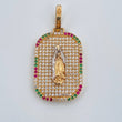 Dije Placa Virgen Guadalupe 5.3gr / 3.4cm / Circones Verdes Blancos Fucsias Oro Amarillo 18K $
