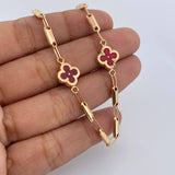 Cadena Barril Liso 9.2gr / 52cm / 3.3mm Trebol Rojo Oro Amarillo 18K $