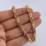 Cadena Rustica Ovalos 50.65gr / 61.3cm / 5.4mm Circones Negros Oro Amarillo 18K $