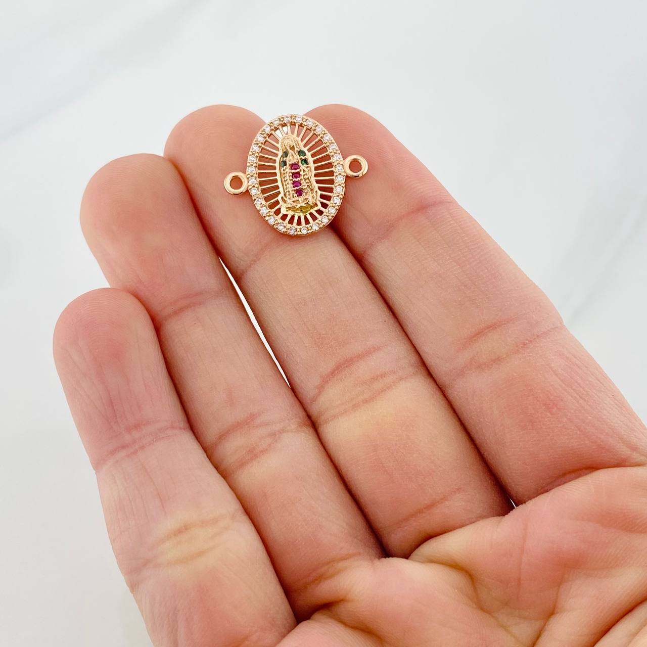 Herraje Virgen Guadalupe 1.5g / 1.7cm Oro Rosa 18K