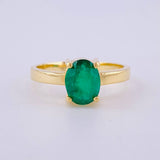 Anillo Solitario Ovalo 3.4gr / T6 1/4 / Esmeralda 2.0 Qts Oro Amarillo 18K (Joya)╦  )