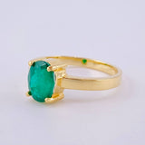 Anillo Solitario Ovalo 3.4gr / T6 1/4 / Esmeralda 2.0 Qts Oro Amarillo 18K (Joya)╦  )