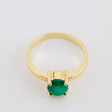 Anillo Solitario Ovalo 3.4gr / T6 1/4 / Esmeralda 2.0 Qts Oro Amarillo 18K (Joya)╦  )