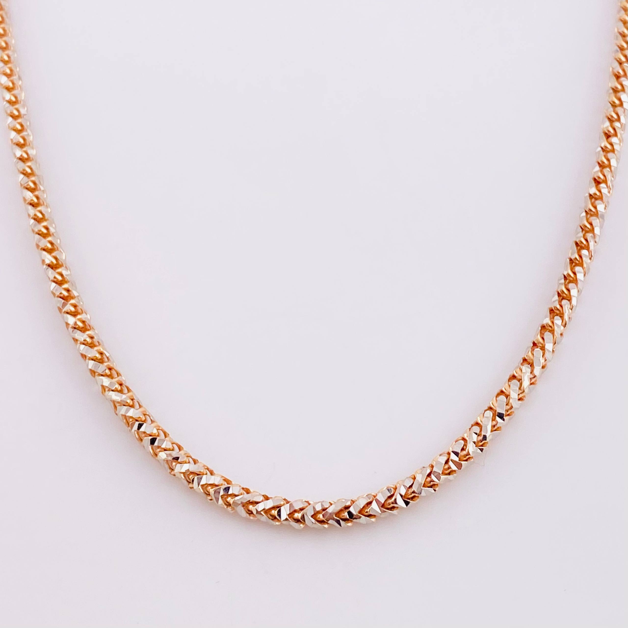 Cadena Franco 34.1g / 60.5cm / 3.15mm Dos Oros Blanco Rosa 18K